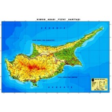 Kıbrıs  Fiziki Haritası (70x100 cm.)